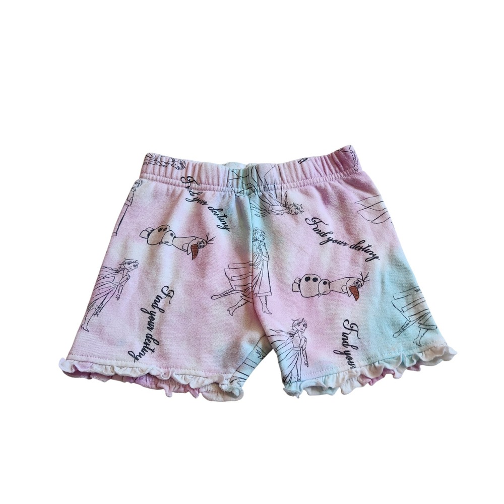 Disney Frozen II Girls Tie Dye Shorts Pink Blue Ruffle Trim size 4T